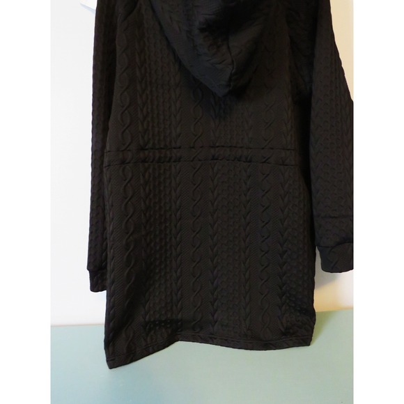 Black Cable Knit Hooded Zip-Up Sweater Coat by Shein Curve Women's 2X - Picture 10 of 15